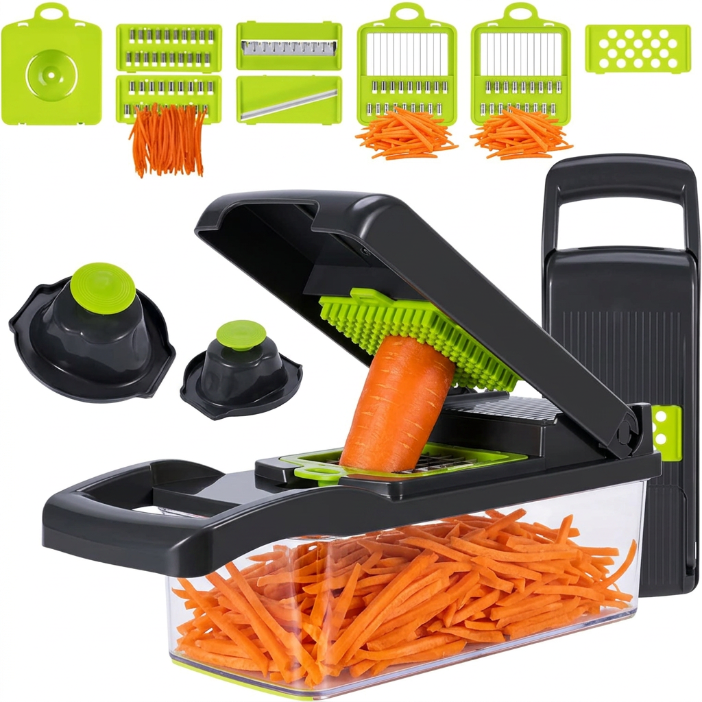 12-in-1 Multifunctional Vegetable Slicer & Cutter | Adjustable Mandoline Chopper with Storage Box