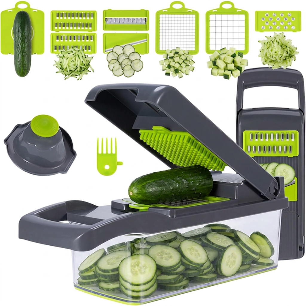 12-in-1 Multifunctional Vegetable Slicer & Cutter | Adjustable Mandoline Chopper with Storage Box