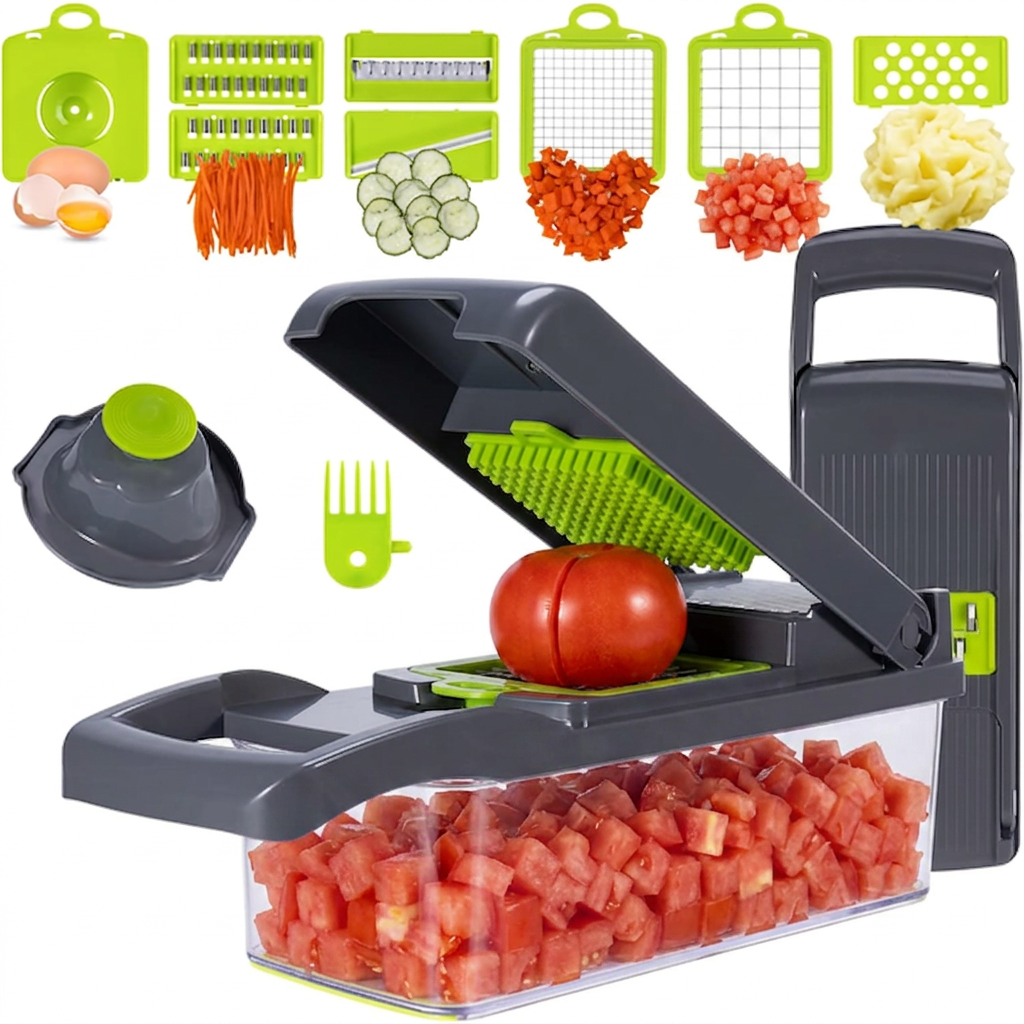 12-in-1 Multifunctional Vegetable Slicer & Cutter | Adjustable Mandoline Chopper with Storage Box