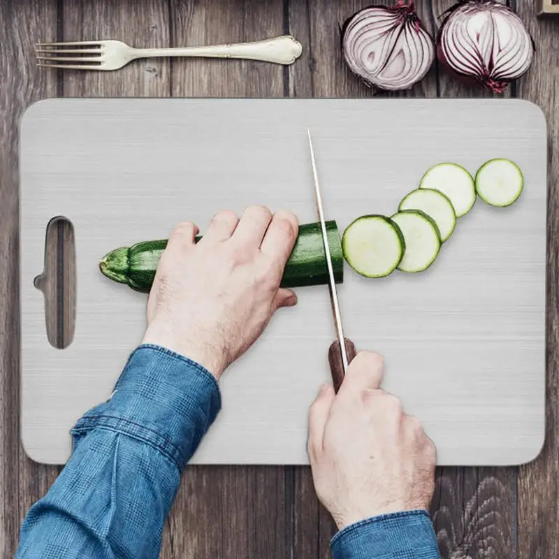 304 Stainless Steel Cutting Board | Double-Sided Food Grade Chopping Board for Meat, Fruits & Vegetables | لوح تقطيع من الفولاذ المقاوم للصدأ 304