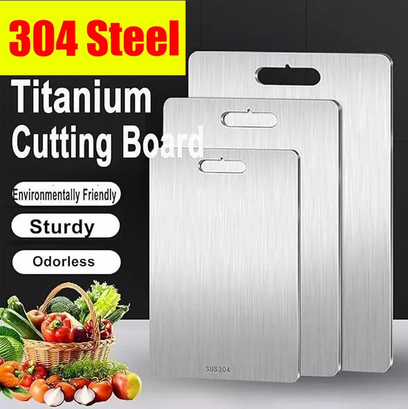 304 Stainless Steel Cutting Board | Double-Sided Food Grade Chopping Board for Meat, Fruits & Vegetables | لوح تقطيع من الفولاذ المقاوم للصدأ 304