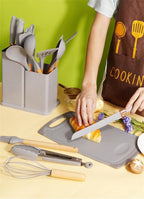 19-Piece Silicone Kitchen Utensil Set with Wooden Handles | Non-Stick Cooking Tools Set | أدوات مطبخ سيليكون 19 قطعة