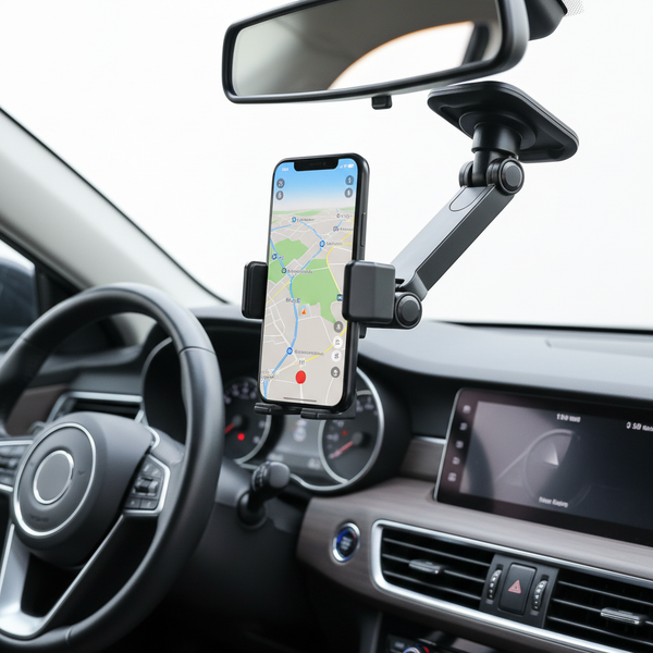 360 degree rotatable car phone holder mounted on rearview mirror
