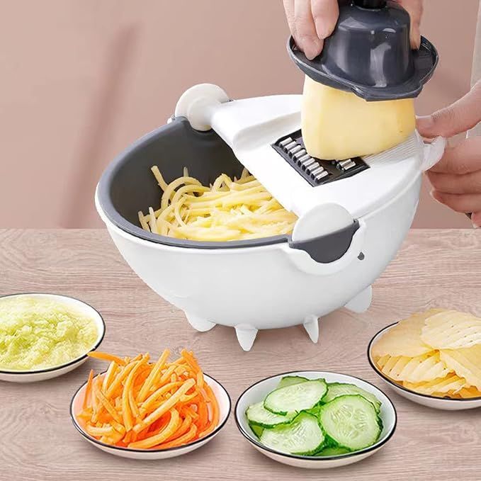 Multi-functional Vegetable Cutter – Manual Food Chopper, Slicer & Grater for Kitchen | قاطعة خضروات متعددة الوظائف للتقطيع والتبشير