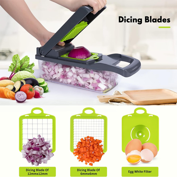 12-in-1 Multifunctional Vegetable Slicer & Cutter | Adjustable Mandoline Chopper with Storage Box
