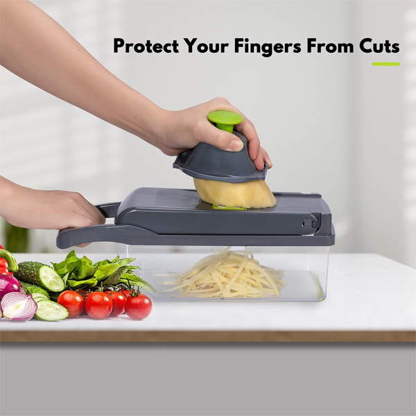12-in-1 Multifunctional Vegetable Slicer & Cutter | Adjustable Mandoline Chopper with Storage Box