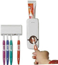 Automatic Toothpaste Dispenser & Toothbrush Holder | Wall Mounted Bathroom Organizer | موزع معجون الأسنان الأوتوماتيكي مع حامل فرشاة الأسنان